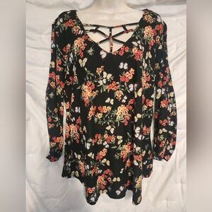 Floral Black Women's Top
